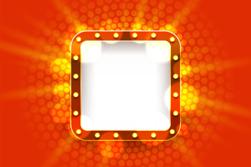 Wall Mural - light frame label, event bar casino, show signboard. vector illustration