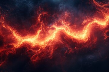 Fototapete - Swirling flames create a mesmerizing display of fire and light in a dark cosmic landscape at night