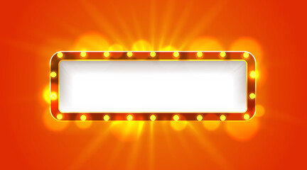 Wall Mural - light frame label, event bar casino, show signboard. vector illustration