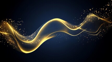 Poster - An abstract gold price line chart on a dark blue background with glowing data points and a smooth curve, creating a modern and valuable impression