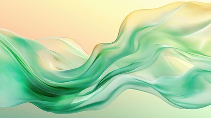 Poster - Glowing green waves flowing gently into a twilight gradient background create a peaceful and modern design for Valentines Day