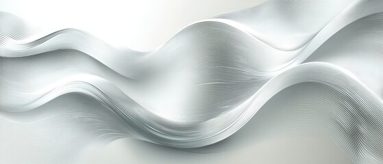 Poster - abstract wavy background with white waves and fluid motion in soft color palette