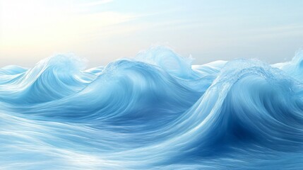 Poster - Overlapping Translucent Curves in Varying Shades of Blue Create Layered Abstract Blue Wave Background