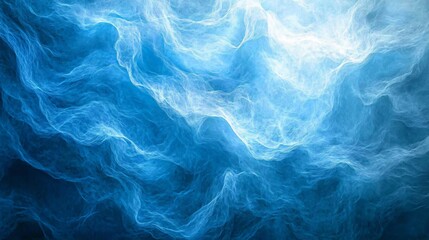 Poster - Layered Abstract Blue Wave Background with Overlapping Translucent Curves in Various Shades of Blue