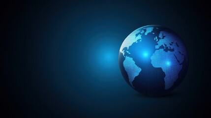 Poster - Digital Globe with Blue Light Over Abstract Dark Background