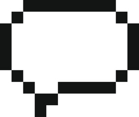 Poster - black pixelated speech bubble representing digital communication and retro gaming aesthetics