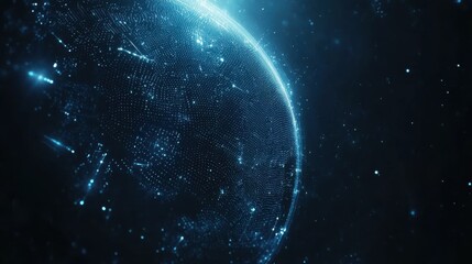 Poster - Futuristic Digital Earth with Glowing Data Points and Network Lines
