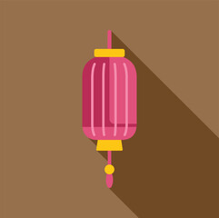 Poster - pink chinese paper lantern hanging, celebrating lunar new year with traditional decoration