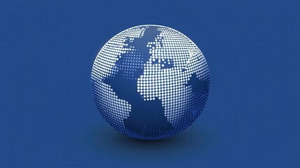 Poster - Blue World Globe with Dotted Design on Solid Background