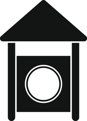 Poster - simple icon representing a dog house with a round door and a triangular roof, providing shelter for 
