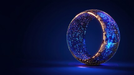 Poster - Abstract glowing sphere with vibrant data points on dark background