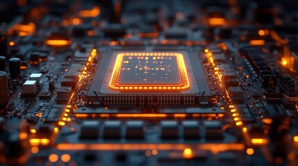 Poster - Close up view of a computer processor showing intricate details and connections on the circuit board
