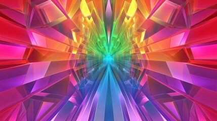 Poster - Vibrant Abstract Tunnel with Colorful Light Reflections and Shapes