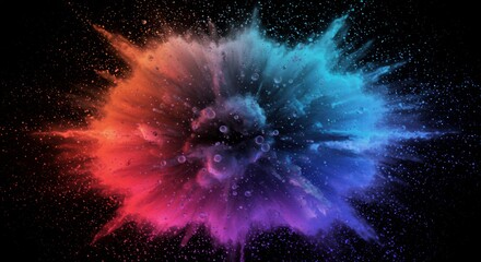 Poster - cosmic burst: a vibrant explosion of color bursts forth from the center of the frame, creating an ab