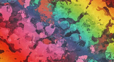 Poster - Rainbow Abstract: A vibrant and dynamic abstract artwork featuring a spectrum of colors in a bold, expressive style, reminiscent of a watercolor painting with a textured feel.