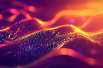 Wall Mural - Abstract neon pink and blue high speed light waves on a black background