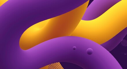 Poster - Abstract Flow of Colors:  A dynamic and fluid abstract composition featuring vibrant purple and yellow hues, creating a captivating visual that exudes energy and movement.  