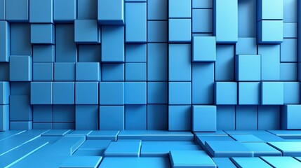 Poster - Abstract blue background filled with multiple squares in various sizes and arrangements