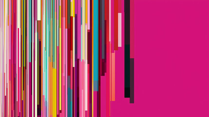 Wall Mural - Vertical multi-colored lines background with pink copy space