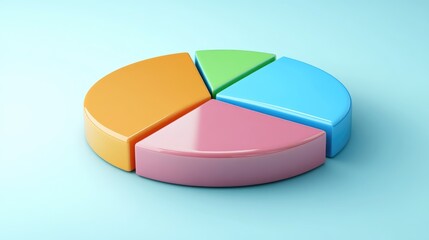 Poster - A D-rendered pie chart placed on a white surface, symbolizing business statistics.