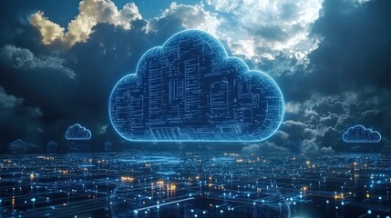 Poster - Cloud with glowing blue light illuminating the sky and surrounding atmosphere