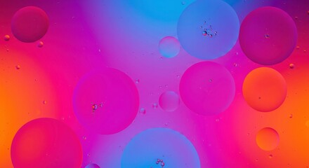 Poster - abstract oil and water: vibrant pink and blue circles: an abstract image featuring vibrant pink and 