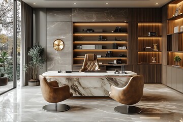 Wall Mural - Luxurious and elegant home office interior design