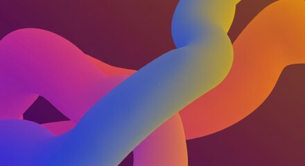 Poster - Abstract Fluid Forms: Intertwined vibrant ribbons of blue, pink, and orange create a dynamic and visually captivating abstract artwork, showcasing smooth gradients and fluid movements. 