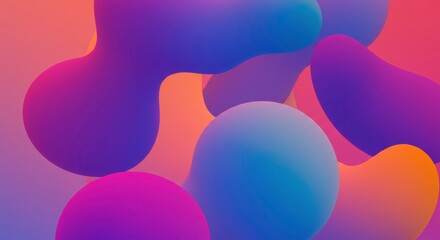 Poster - Fluid Abstract Background: A captivating abstract background with vibrant, fluid shapes in shades of blue, purple, pink, and orange, creating a dynamic and energetic composition.