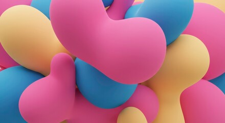 Poster - Abstract Playful Shapes: A vibrant and playful composition of smooth, colorful blobs, forming a mesmerizing abstract pattern in a dynamic and visually stimulating design.