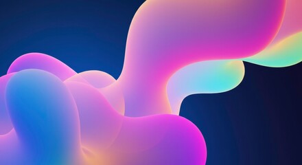 Poster - abstract fluid forms: a mesmerizing swirl of vibrant, iridescent colors in a dynamic, abstract compo
