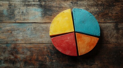 Poster - a creative pie chart with textured segments showing sales data, each slice representing a different 