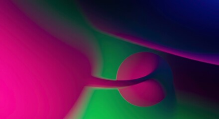 Poster - abstract fluid forms: vivid magenta and teal hues blend and swirl, creating an abstract composition 