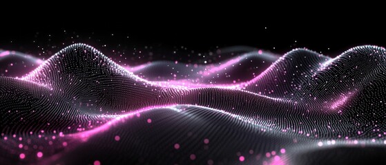 Poster - Abstract background featuring pink lights with flowing waves creating a vibrant visual effect