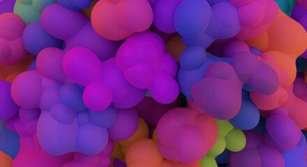 Poster - Abstract Colorful Bubbles: A vibrant and dynamic composition of multicolored, amorphous bubbles creates a playful and energetic visual experience.  The image is rich in texture and color.