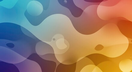 Poster - abstract fluid forms: a mesmerizing interplay of vibrant, translucent shapes in shades of blue, oran