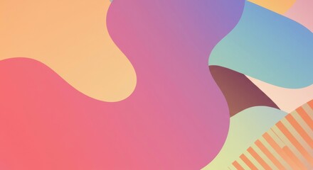 Poster - Abstract Fluid Shapes in Vibrant Hues: A mesmerizing blend of abstract fluid shapes in a vibrant palette of yellow, pink, blue, and green creates a dynamic and captivating visual experience.  
