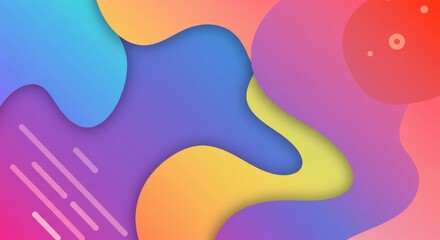 Poster - vibrant abstract background: a dynamic composition of fluid, layered shapes in a spectrum of bright,