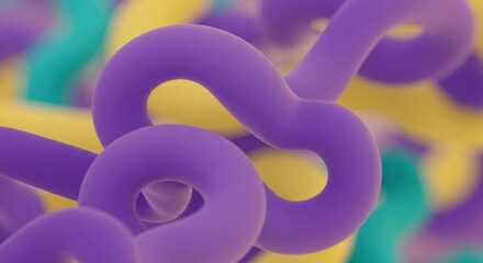Poster - abstract colorful loops: a mesmerizing abstract image featuring vibrant purple, teal, and yellow loo