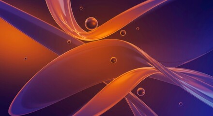 Poster - abstract flow: intricate, swirling ribbons of translucent orange and purple create a dynamic, visual