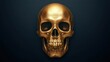© nattapon - A detailed 3D rendering of a golden skull against a dark background, This striking image can be used for themes of mortality, art, or Halloween promotions