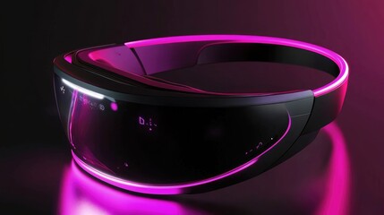 Poster - A futuristic VR headset with neon reflections on a black and magenta background.