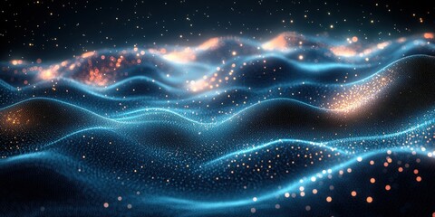 Aufkleber - Computer screen displaying a dynamic wave pattern in vibrant colors and abstract design