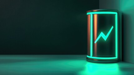 Poster - A glowing green battery charging symbol on a clean background.