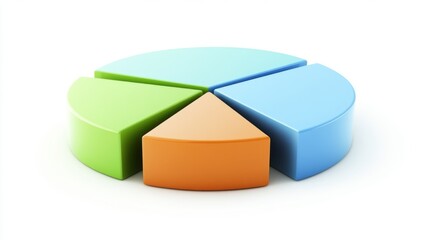 Aufkleber - A financial pie chart with green, blue, and orange segments, clearly illustrating budget allocation, set against a white background with subtle financial icons.