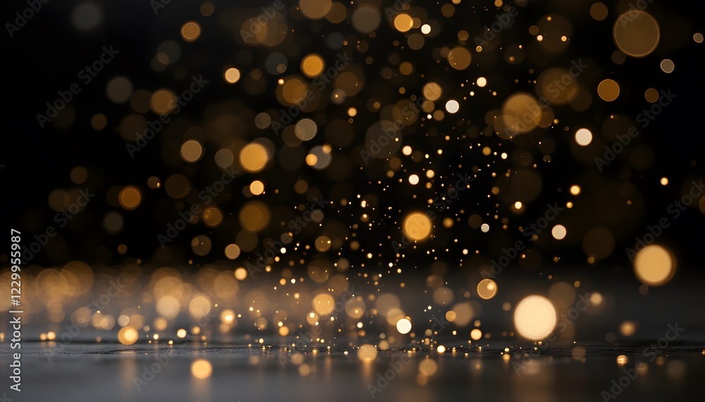 Golden Glitter Bokeh Background Festive Sparkle Lights Stock ...