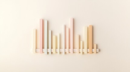 Fototapete - A horizontal bar chart in warm pastel tones, arranged neatly on a white background with soft shadows creating a light, organized feel