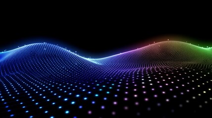 Poster - A line graph with smooth curves and glowing data points on a dark digital grid, giving a futuristic look with blue and green hues