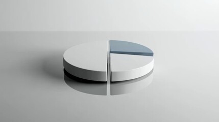 Aufkleber - A minimalist pie chart with white and blue sections, slightly separated on a reflective gray background, giving a clean, elegant appearance