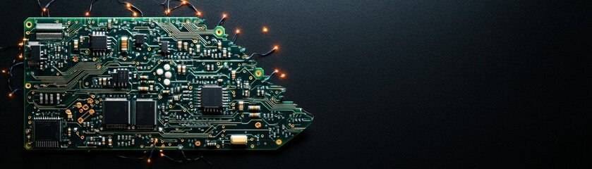 Poster - Close up of a computer circuit board with intricate electronic components and connections visible